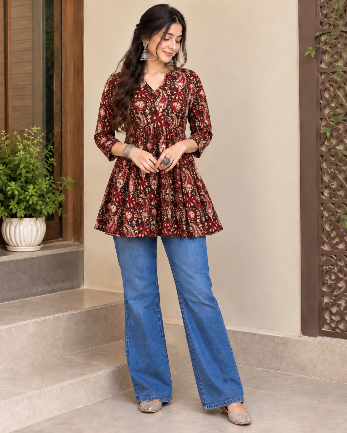 Lievva Aarvi Maroon 100% Cotton Kurti