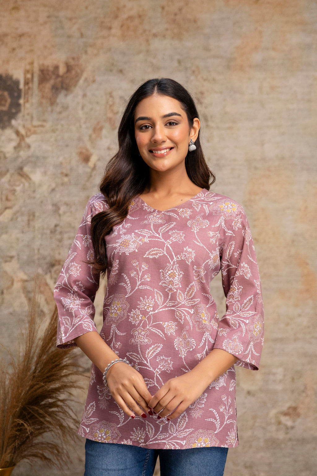 Mauve Floral  Kurti-002
