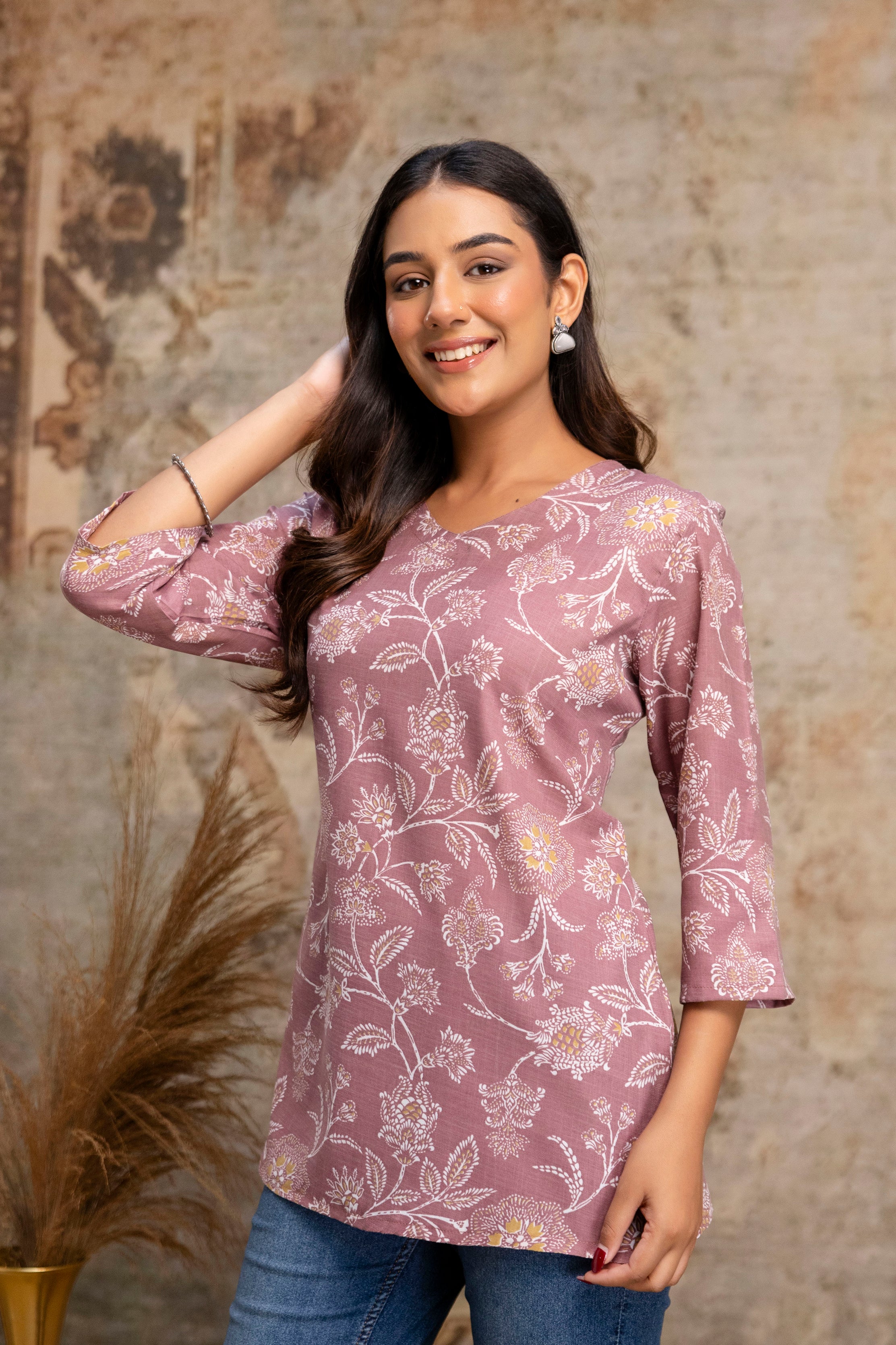 Mauve Floral  Kurti-002