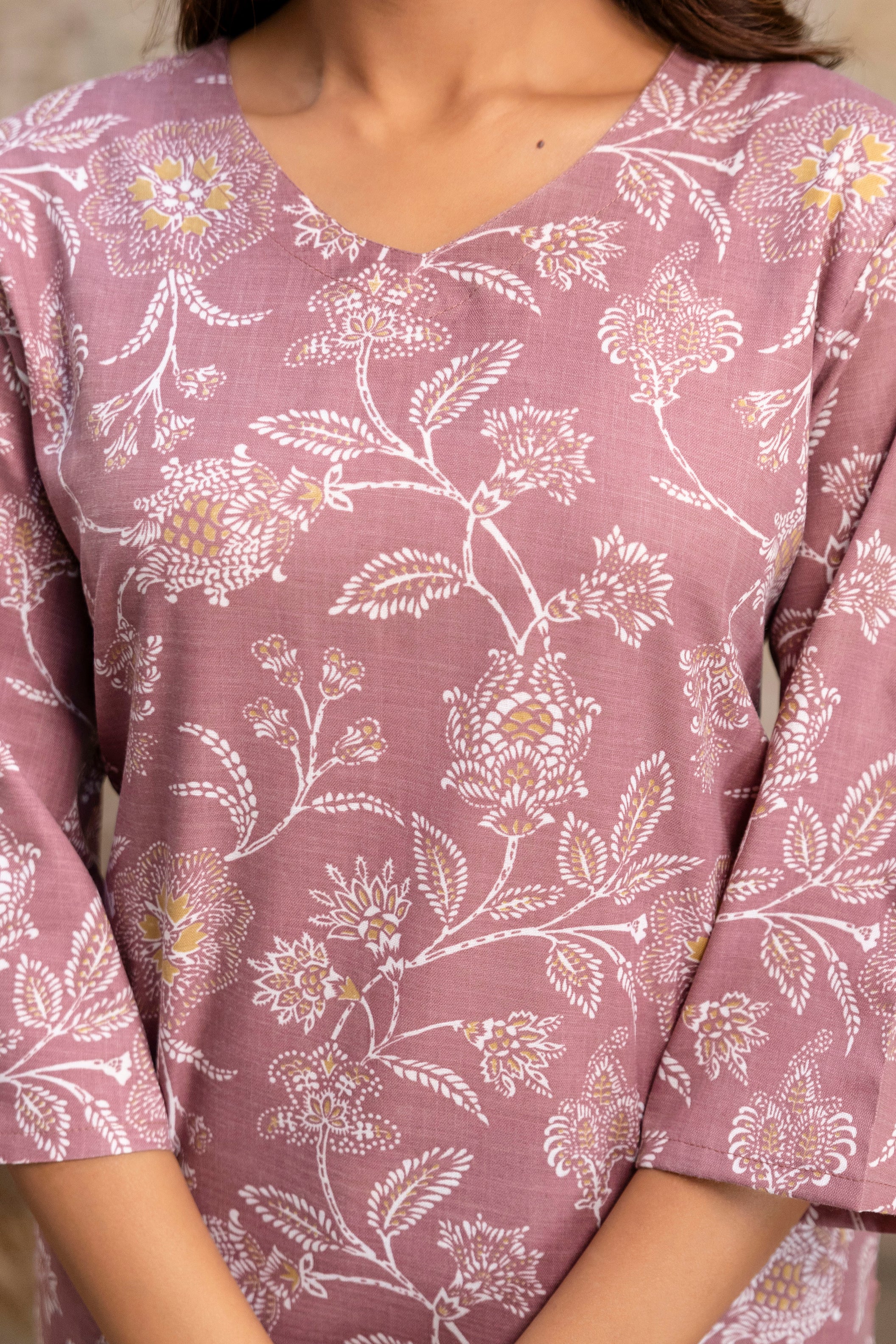 Mauve Floral  Kurti-002