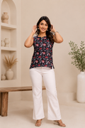 Black Floral Printed kurti-008