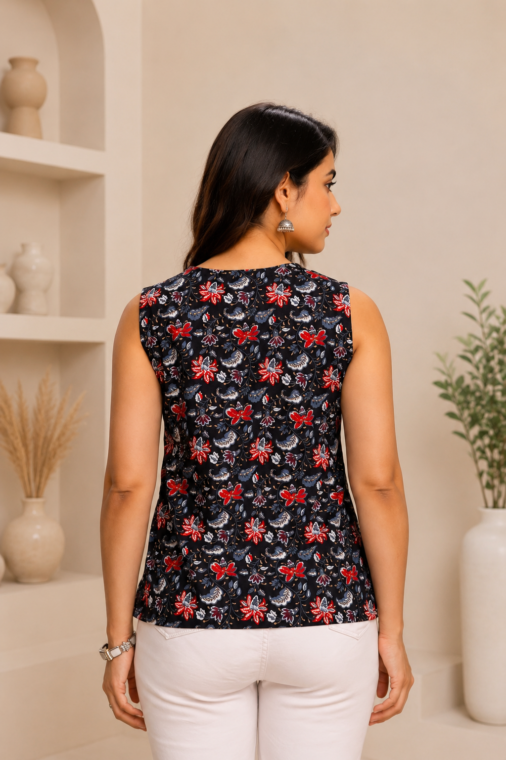 Black Floral Printed kurti-008