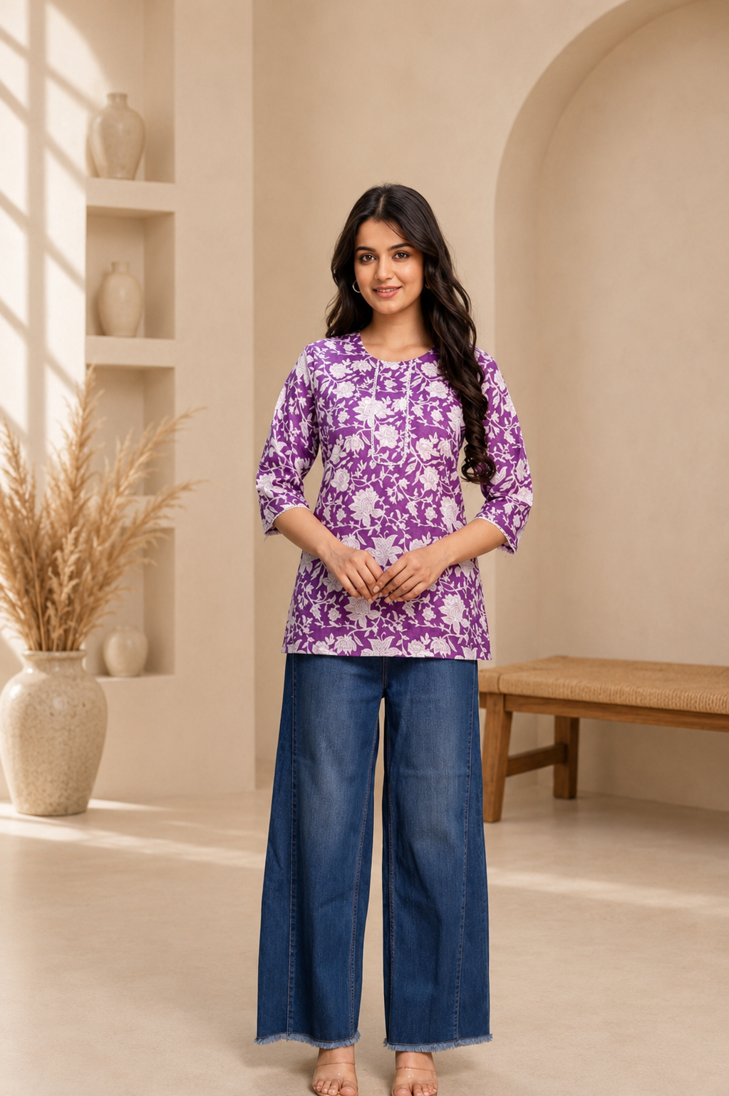 Purple Flor Kurti | Lievva-012