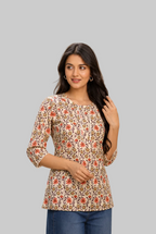 Beige Floral Kurti
