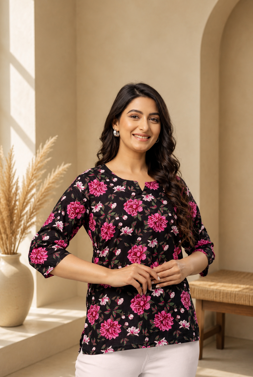 Black Floral Kurti-015