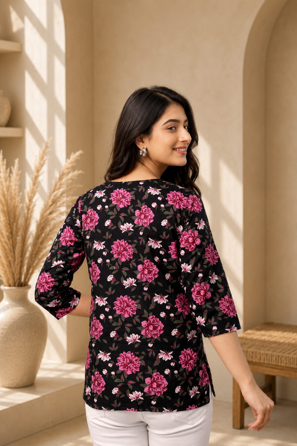 Black Floral Kurti-015