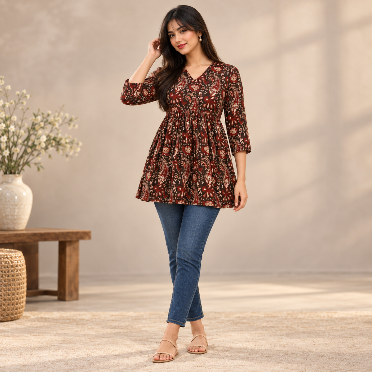 A RED & GREEN KURTI COMBO