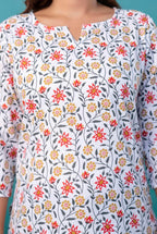 White Printed Straight Kurti