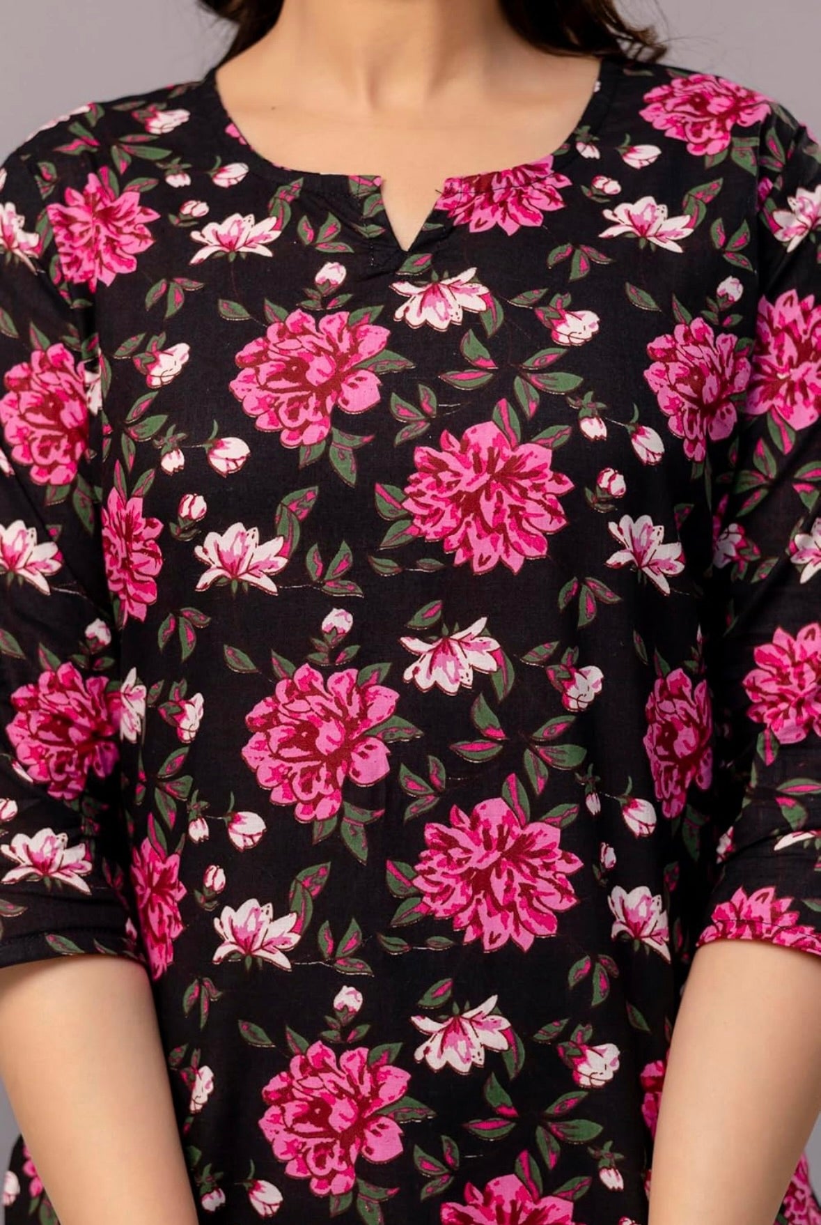 Black Floral Kurti-015