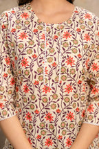 Beige Floral Kurti