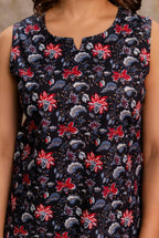 Black Floral Printed kurti