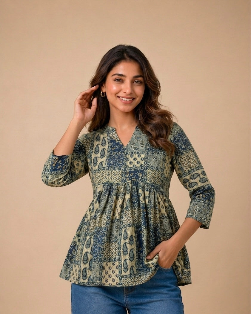 AGreen 100%cotton  kurti