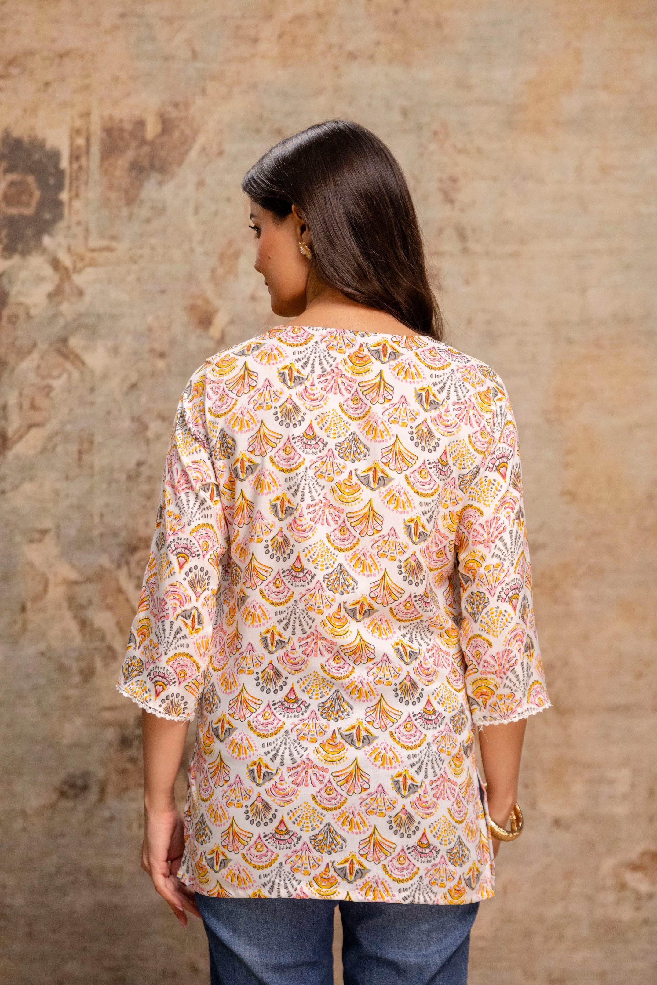 White Multicolor Floral Kurti