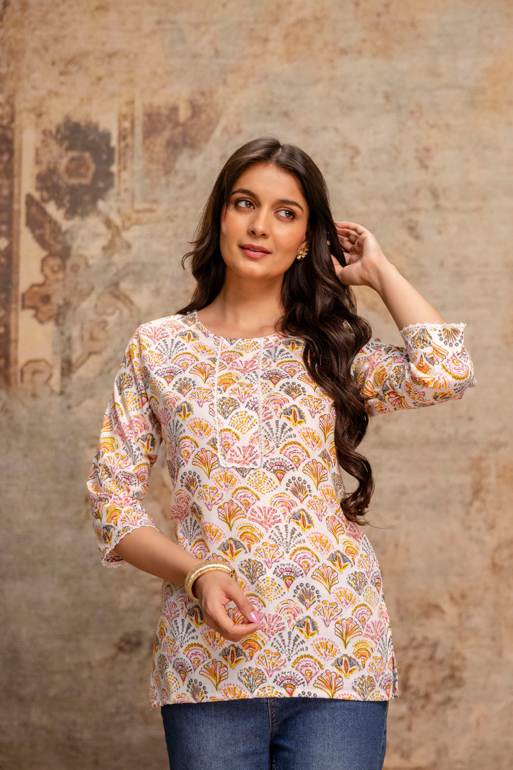 White Multicolor Floral Kurti