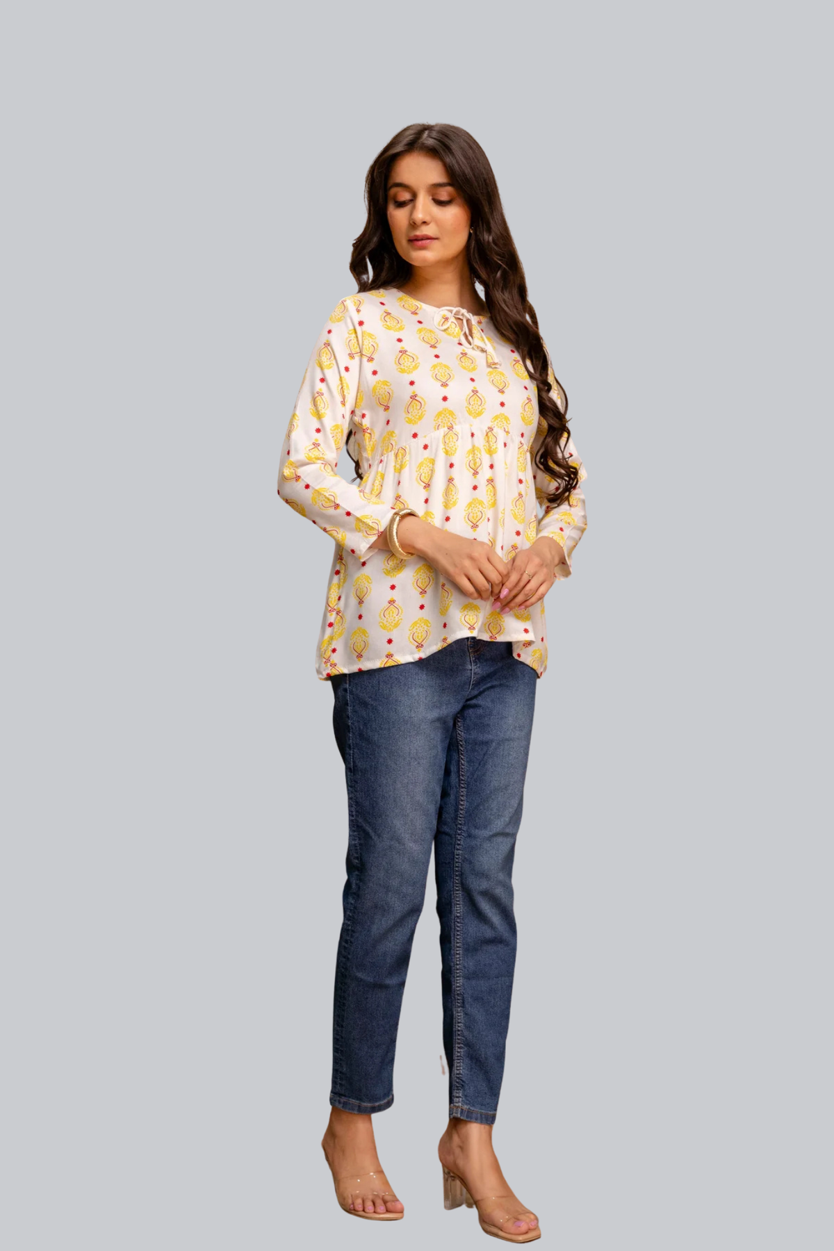 White & Yellow Ethnic Kurti