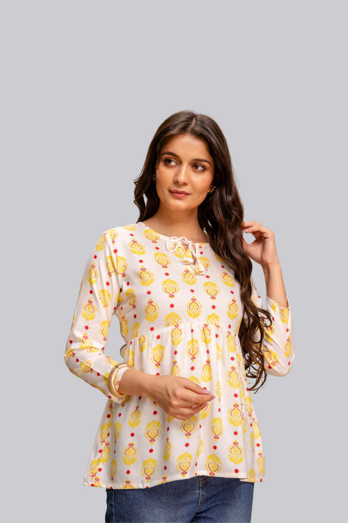 White & Yellow Ethnic Kurti