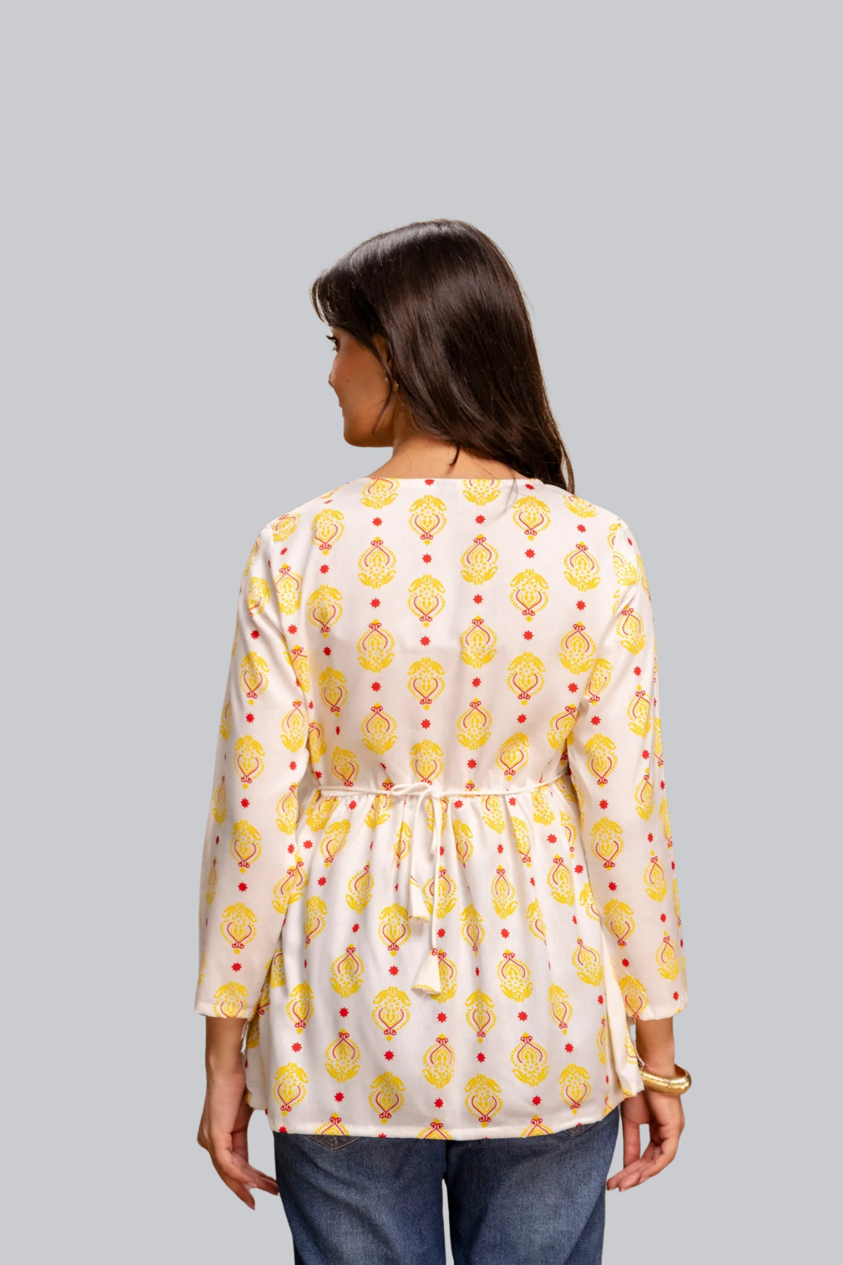 White & Yellow Ethnic Kurti
