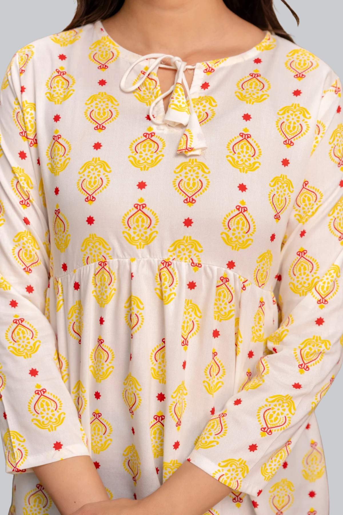White & Yellow Ethnic Kurti