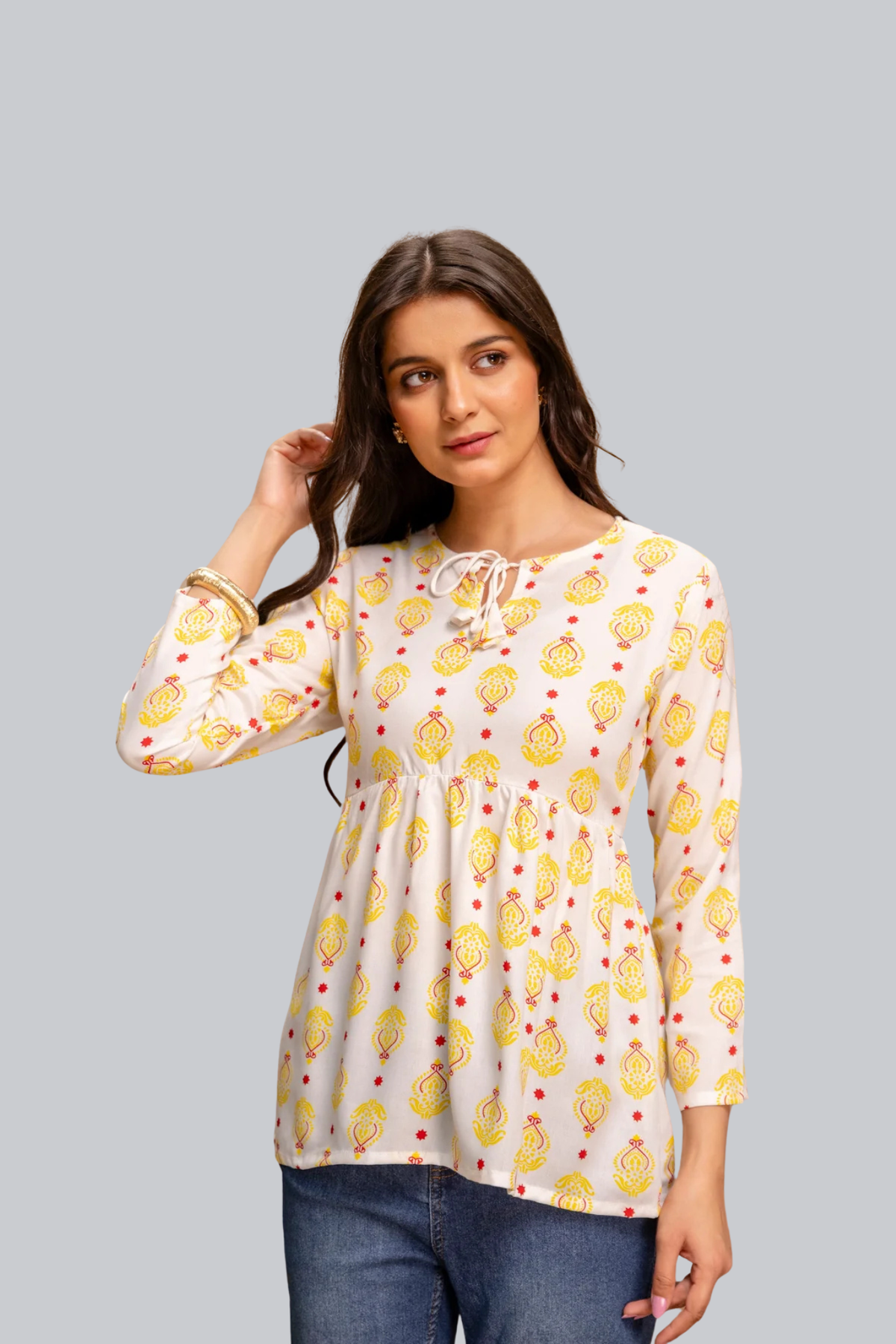 White & Yellow Ethnic Kurti