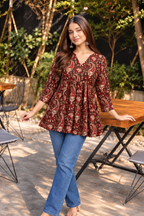 Lievva Aarvi Maroon 100% Cotton Kurti